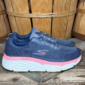 Skechers Max Cushioning Elite Blue Pink Comfort Running Shoe Sneakers Womens 8.5